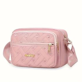 New Oxford Cloth Multi-Layer Crossbody Bag Women's Bag Casual Embroidery Shoulder Mobile Phone Change Small Cloth Bag Business Bag (Option: Pale)