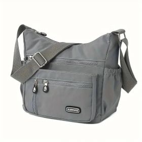 Fashion Casual Nylon Cloth Messenger Bag For Women Shoulder Bags Multi Layer Female Crossbody Bags Waterproof Mother Bag Purse (Option: Gray)