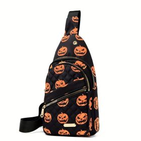 Halloween Bags Large Capacity Tote Bag Adjustable Shoulder Strap Crossbody Bag Multi-Function Zipper Shoulder Bags (Color: Black)