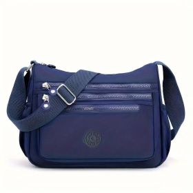 Large-capacity Men's Backpack Shoulder Bag Waterproof Wear-resistant Backpack Multi-pocket Business Casual Men's Messenger Bag (Color: Navy)